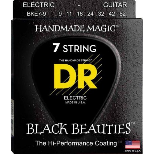 Струни для електрогітари DR BKE7-9 Black Beauties Light K3 Coated Electric Guitar 7 Strings 9/52 Струни для електрогітари DR BKE7-9 Black Beauties Light K3 Coated Electric Guitar 7 Strings 9/52