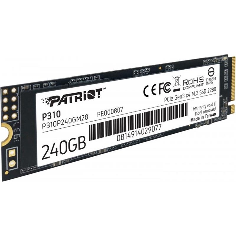 Накопичувач SSD 240GB Patriot P310 M.2 2280 PCIe NVMe 3.0 x4 TLC (P310P240GM28)