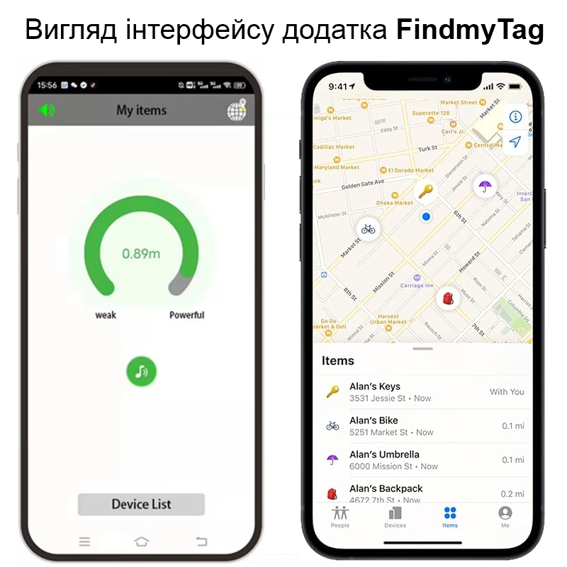Міні GPS трекер - bluetooth маячок у вигляді брелока з автономною роботою до 1 року FindmyTag, чорний