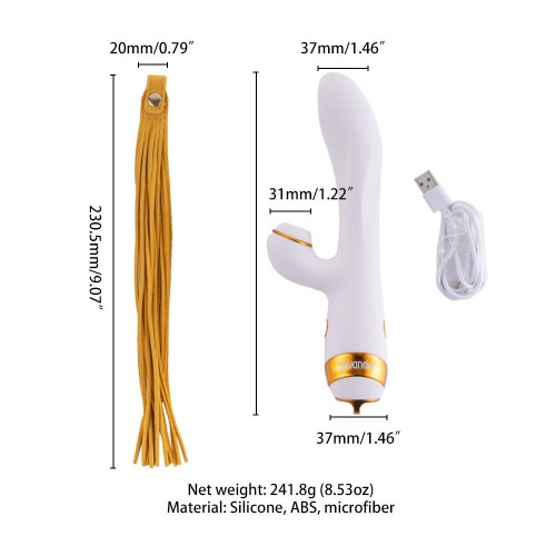 Вібратор-кролик з флогером LOCKINK SEVANDA Whip Vibrating Massage Wand - White & Golden