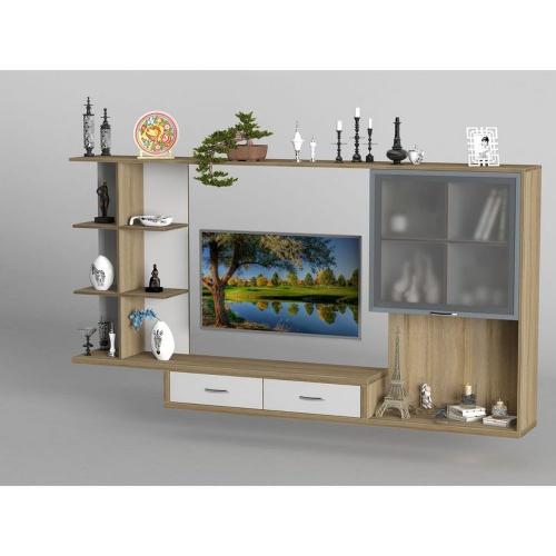 Стінка в вітальню Тиса Мебель Вітальня-203 Сонома Білий 1200x300x2260 мм