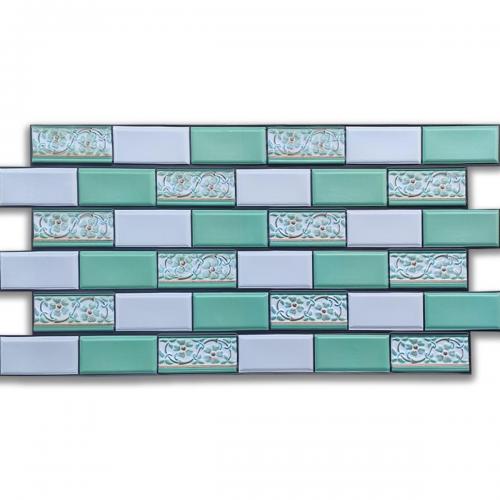 Декоративна ПВХ панель цегла зелений орнамент Sticker Wall SW-00001429 960х480х4мм Декоративна ПВХ панель цегла зелений орнамент Sticker Wall SW-00001429 960х480х4мм