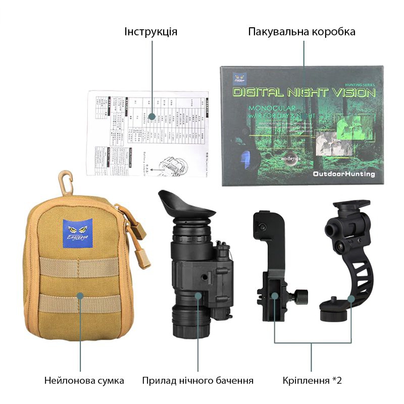 Монокуляр нічного бачення ПНБ для кріплення на шолом з DOVETAIL інтерфейсом кріплення Nectronix CL27-0008 (101008)