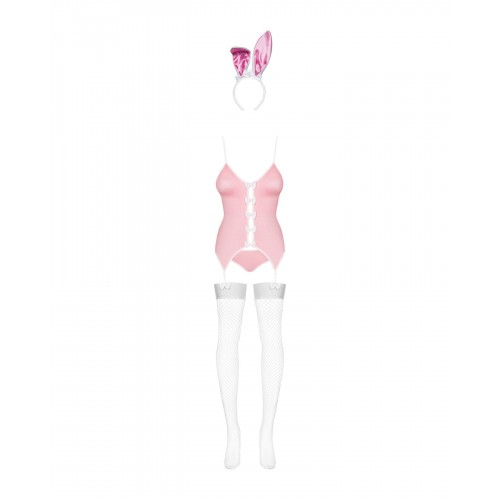 Еротичний костюм зайчика Obsessive Bunny suit 4 pcs costume pink L/XL, рожевий, топ з підв’язками, т в інтернет супермаркеті PbayMarket!