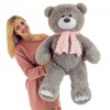 Плюшевий ведмідь Mister Medved із шарфиком Денні 110 см Сірий (098)