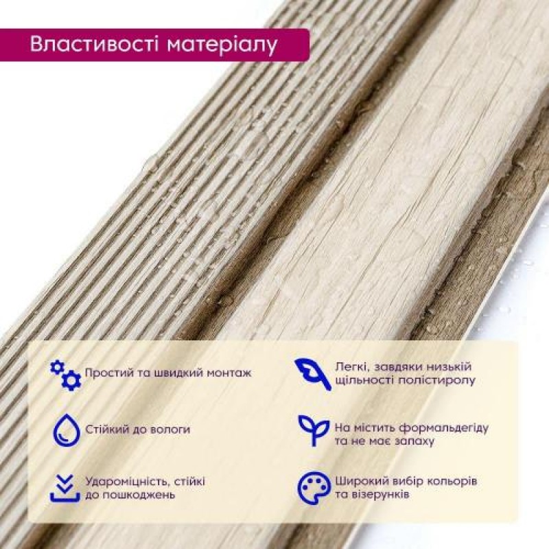 Декоративна PS рейка Sticker Wall 122*2900*12мм (D) SW-00001750