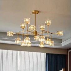 Світлодіодна люстра No Brand Рубік 8913 Золотистий на 16 плафонів