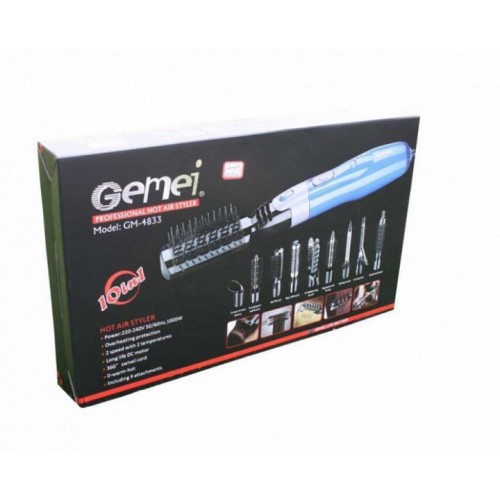 Фен для волосся 10 в 1 Gemei GM-4833 Blue (258622)