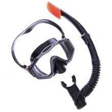Набір для плавання маска із трубкою Zelart M153-SN124-SIL Чорний-сірий (PT0880)