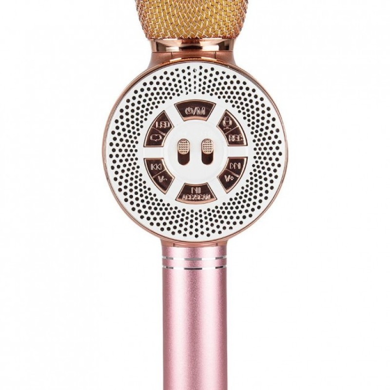 Дитячий мікрофон Wster з функцією караоке USB, microSD, AUX, Bluetooth WS 669 Рожевий із золотим