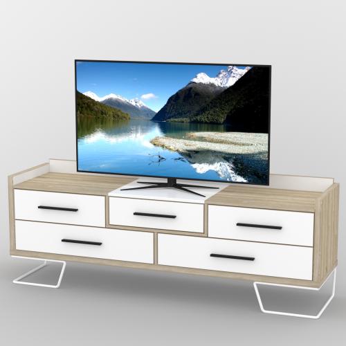 Тумба під телевізор Тиса Мебель ТВ-398 Дуб сонома Білий 63x44x174 см Тумба під телевізор Тиса Мебель ТВ-398 Дуб сонома Білий 63x44x174 см