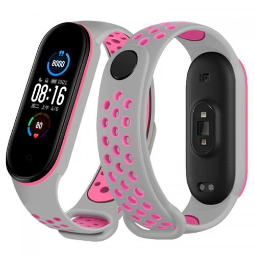 Ремінець Double Color Strap для Xiaomi Mi Band 5/6 Grey-Rose Ремінець Double Color Strap для Xiaomi Mi Band 5/6 Grey-Rose