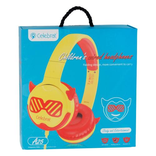 Дитячі навушники Celebrat A25 Childrens wired headphones mini-jack 3,5 mm Red