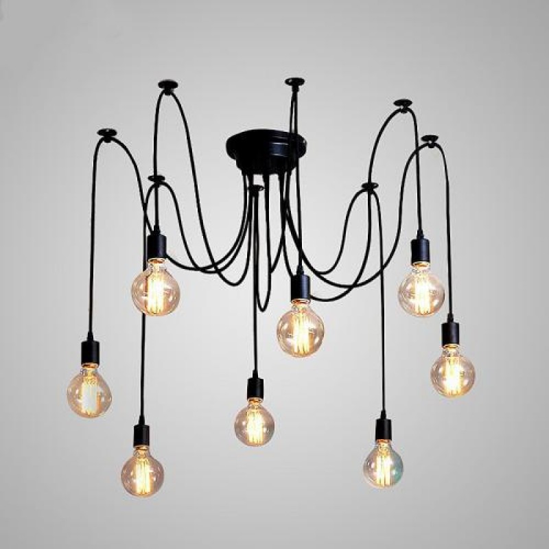 Світильник-павук підвісний на 8 лампочок MSK Electric чорний NL149-8