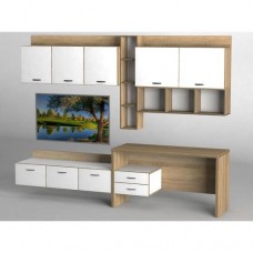 Стінка в вітальню Тиса Мебель Вітальня-217 Сонома Білий 1200x520x2870 мм