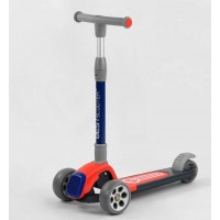 Самокат триколісний Best Scooter складане алюмінієве кермо, 3 колеса PU зі світлом Red/Black (102026)