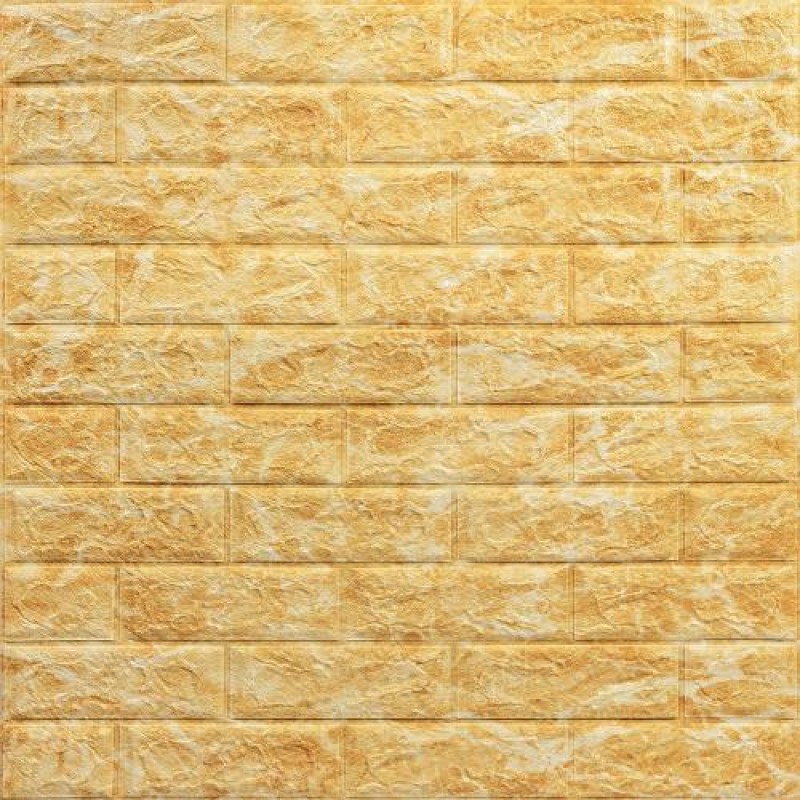 Декоративна 3D панель самоклейка під цеглу DEEP Yellow 700х770х5мм (068) Sticker Wall SW-00000168