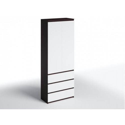 Шафа з 3-ма ящиками Меблева Площа 80х50х211 см Венге + Білий Шафа з 3-ма ящиками Меблева Площа 80х50х211 см Венге + Білий