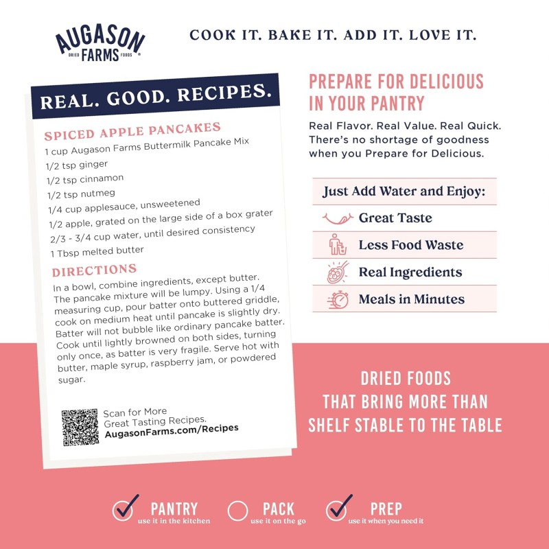 Суміш для приготування млинців та вафель Augason farms, 33 порції, 10 років термін зберігання