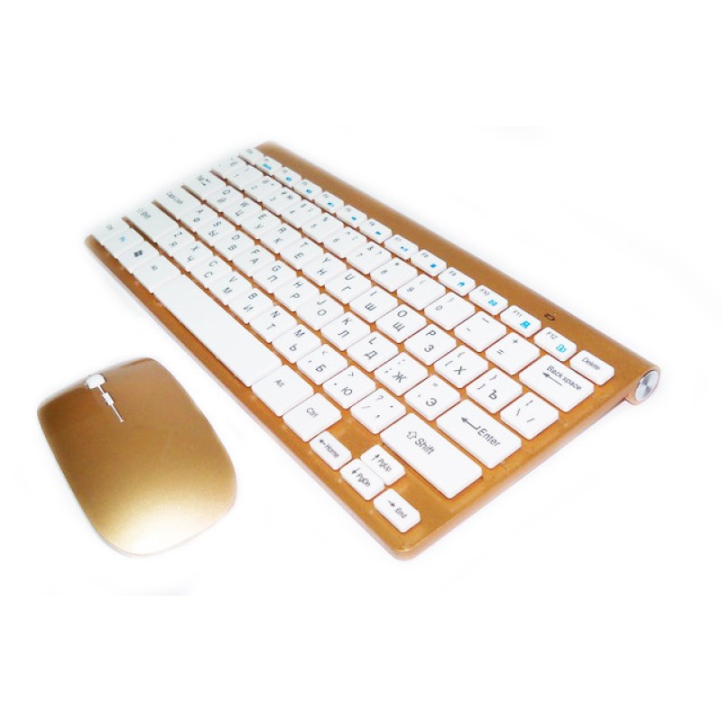 Комплект бездротової клавіатура та миша оптична UKC Wireless 0902 Золотиста
