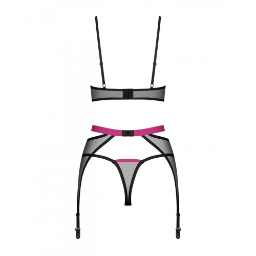 Комплект білизни з поясом для панчох Obsessive Novenes 3-pcs set XL/2XL (SX0618) Комплект білизни з поясом для панчох Obsessive Novenes 3-pcs set XL/2XL (SX0618)