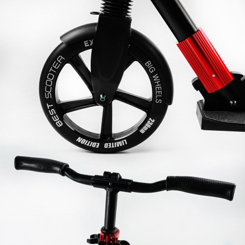 Самокат двоколісний складаний амортизатор Best Scooter PU колеса 100 кг Black and red (105585) Самокат двоколісний складаний амортизатор Best Scooter PU колеса 100 кг Black and red (105585)