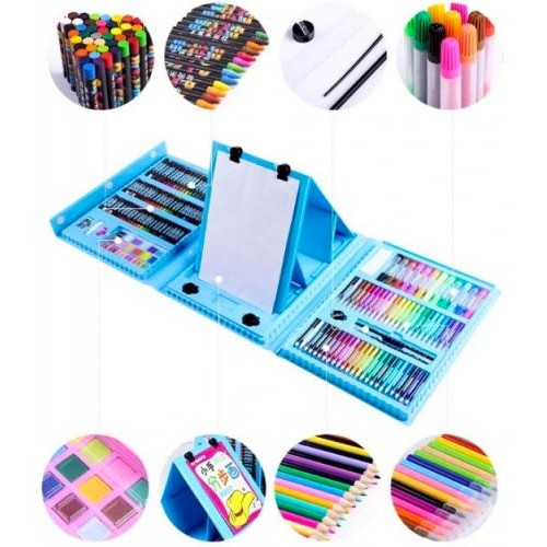 Набір для малювання та творчості з мольбертом у валізці 208 предметів Super Mega Art Set блакитний Набір для малювання та творчості з мольбертом у валізці 208 предметів Super Mega Art Set блакитний