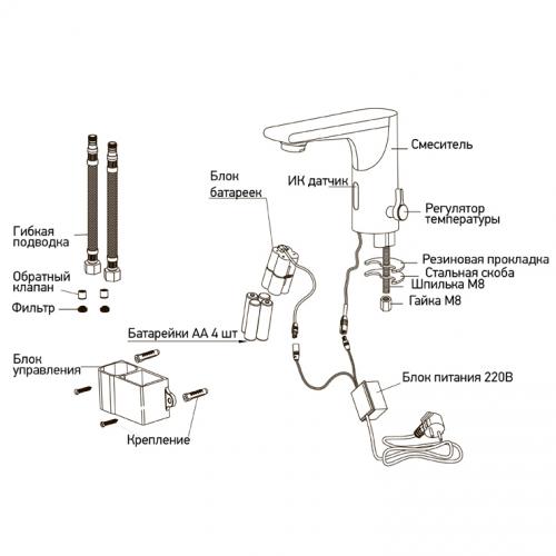 Змішувач для умивальника сенсорний Mixxus Premium autoMATIC 001 (MI2835) Змішувач для умивальника сенсорний Mixxus Premium autoMATIC 001 (MI2835)