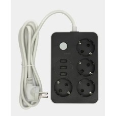 Подовжувач No Brand USB Power Socket 8204 3USB 2 м Чорний 021264
