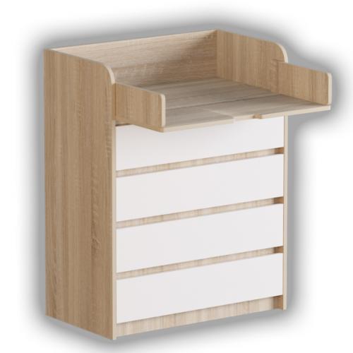 Комод пеленальний Еверест Мікс Телескопи 80х45х101 см Сонома + Білий