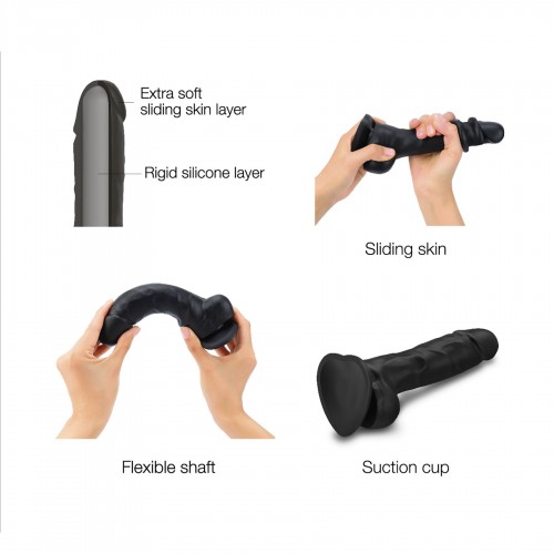 Реалістичний фалоімітатор Strap-On-Me Sliding Skin Realistic Dildo Black - XL, ефект рухливої шкіри в інтернет супермаркеті PbayMarket!