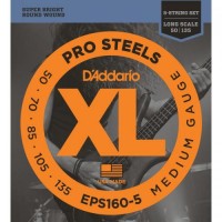 Струни для бас-гітари D'Addario EPS160-5 Pro Steels Medium Electric Bass 5 Strings 50/135 Струни для бас-гітари D'Addario EPS160-5 Pro Steels Medium Electric Bass 5 Strings 50/135