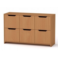 Комод з дверима Компанит 6Д 130х38х73 см Бук