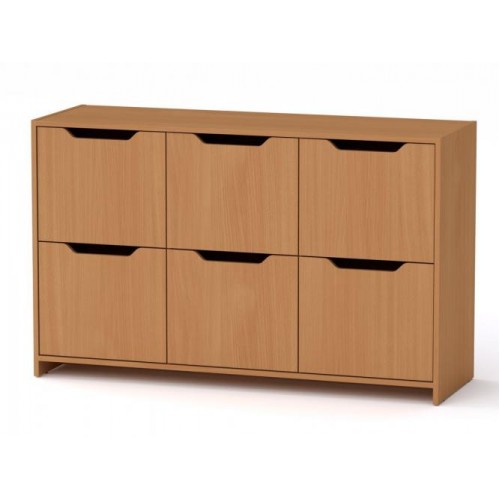 Комод з дверима Компанит 6Д 130х38х73 см Бук