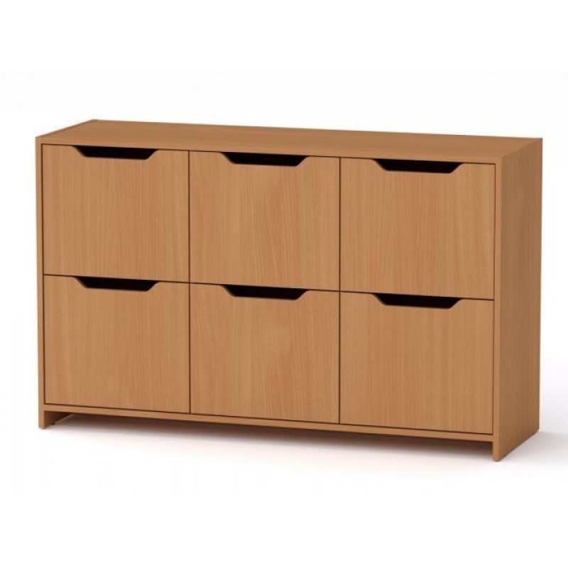 Комод з дверима Компанит 6Д 130х38х73 см Бук