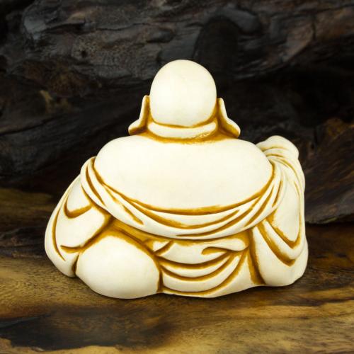 Статуетка Нецкэ Netsuke Хотей, що сидить Гіпс 5.9x5.6x4.7 см Бежевий (00669)