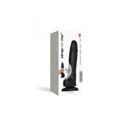 Реалістичний фалоімітатор Strap-On-Me Sliding Realistic Skin Dildo Black - M, ефект рухливої шкіри в інтернет супермаркеті PbayMarket!