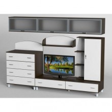 Стінка в вітальню Тиса Мебель Вітальня-23 Венге Білий 2050x450x2700 мм