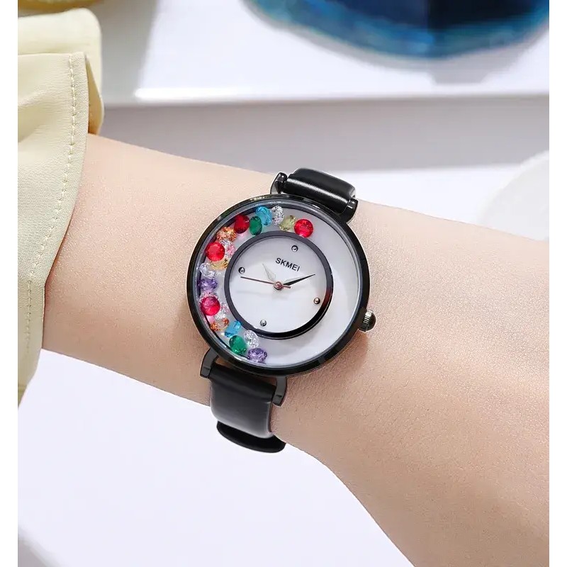 Годинник наручний жіночий Skmei 2041 Diamonds Чорний