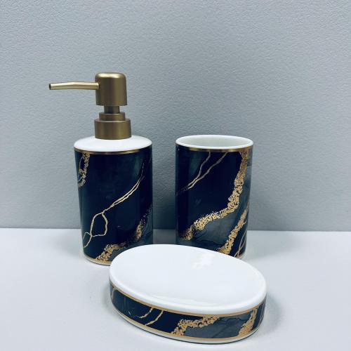 Набір для ванної Bona Di 853-174 3 предмети Чорний мармур