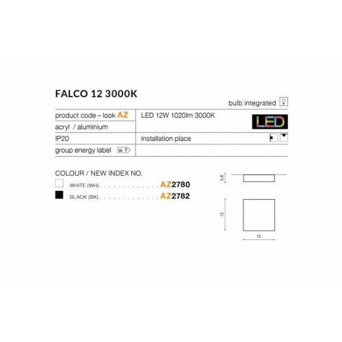Точковий світильник AZzardo Falco 12x12x4 см Білий (AZ2781)