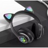 Повнорозмірні навушники бездротові Cat Headset M23 Bluetooth з RGB підсвічуванням та котячими вушками Black