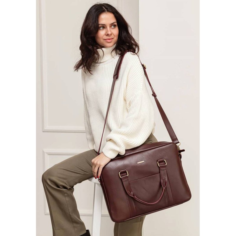 Шкіряна сумка для ноутбука і документів бордова BlankNote