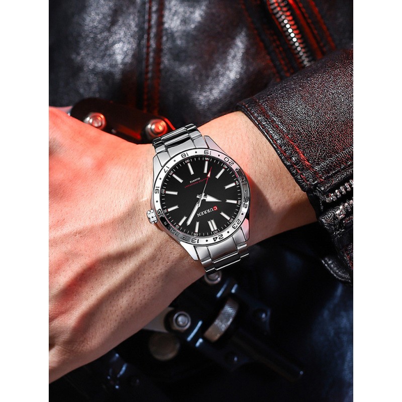 Годинник чоловічий наручний CURREN HECTOR сріблястий з чорним циферблатом (IBW880SB)