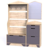 Прихожа Тиса Мебель Прихожа-128 Сонома Графіт 199x35x150 см Прихожа Тиса Мебель Прихожа-128 Сонома Графіт 199x35x150 см