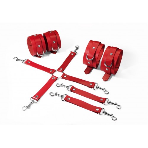 Набір для БДСМ 3 в 1 Feral Feelings BDSM Kit 3 Red, red, наручники, поножі, хрестовина в інтернет супермаркеті PbayMarket!