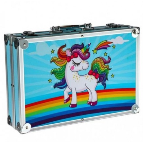 Набір для малювання та творчості No Brand ART set Єдиноріг дитячий в алюмінієвій валізі 145 предметів для юного художника Блакитний Набір для малювання та творчості No Brand ART set Єдиноріг дитячий в алюмінієвій валізі 145 предметів для юного художника Блакитний