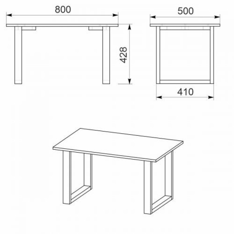 Стіл журнальний Компанит Лофт 1 80х50х42,8 см Яблуня