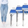 Складаний туристичний посилений стіл Easy Campi з парасолькою 1.8м та 4 складні стільці для пікніка в валізі Синій + Складаний мангал Grizly