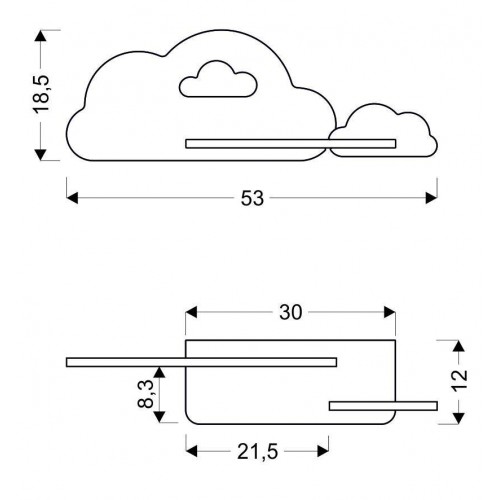 Настінний світильник Candellux Cloud 53x18.5 см Комбінований (21-33567)
